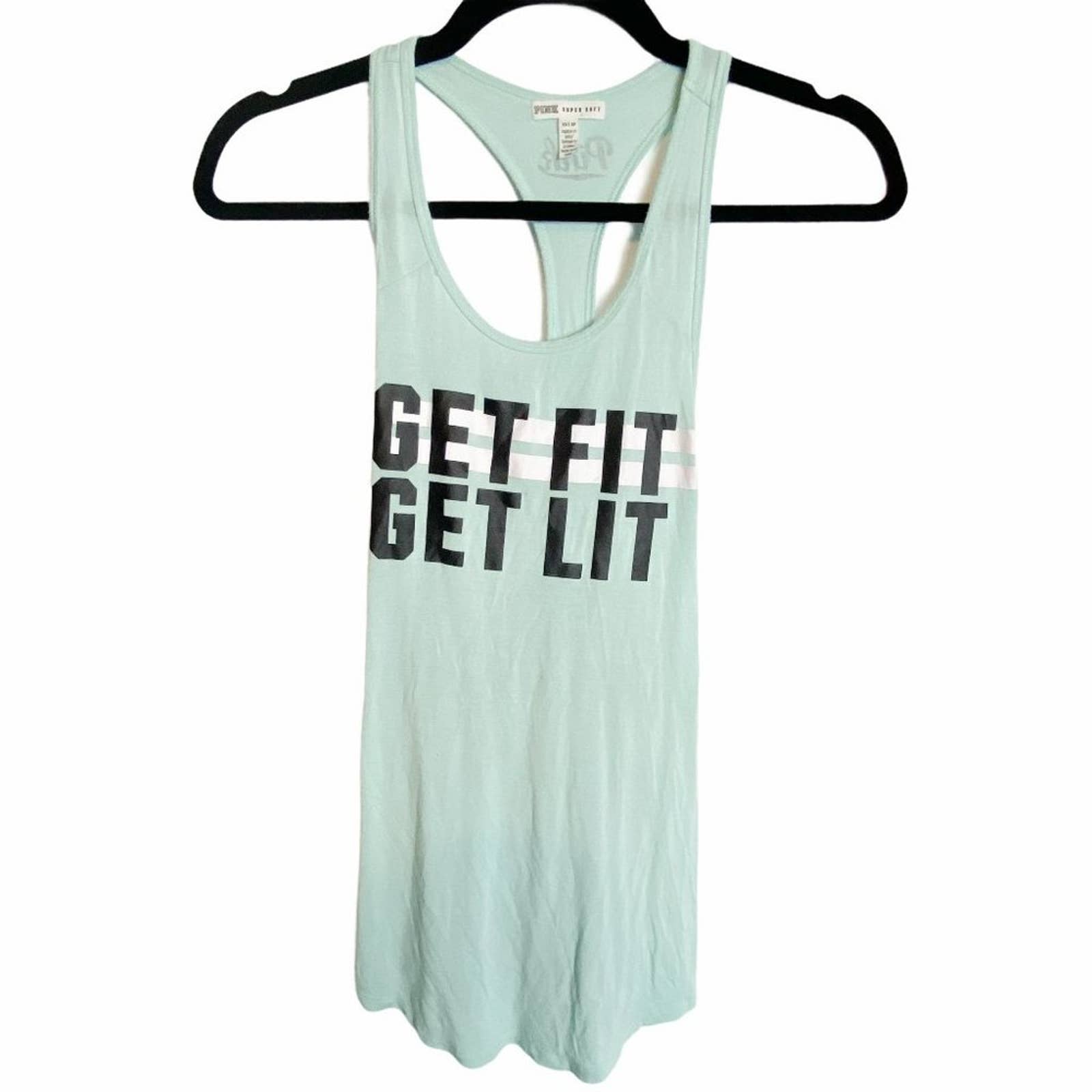 Pink By Victoria Secret Womens Teal Racerback Tank Top